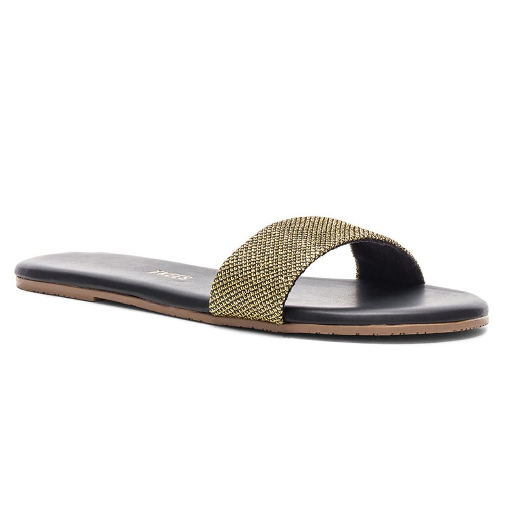 New TKEES Alex Sandal Slides in Fierce Black Gold